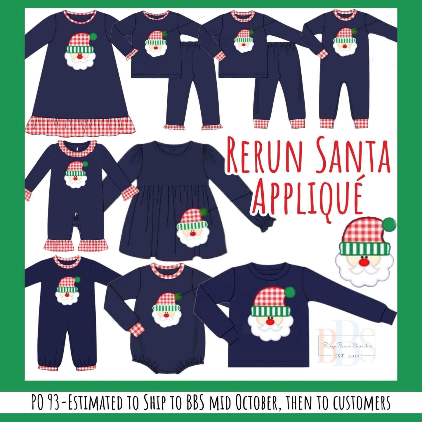 RTS: Rerun Santa Applique- Boys 2pc Knit Pjs
