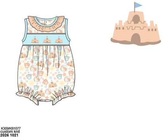Pre Order 152: Sandcastle- Girls Smocked Bubble