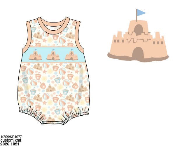 Pre Order 152: Sandcastle- Boys Smocked Bubble