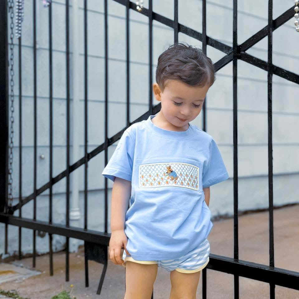 RTS: Easter Shirt Only- Boys Rabbit Garden Shirt