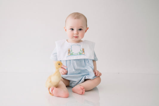 RTS: Bunny Crest- Boys Woven Bubble (No Monogram)