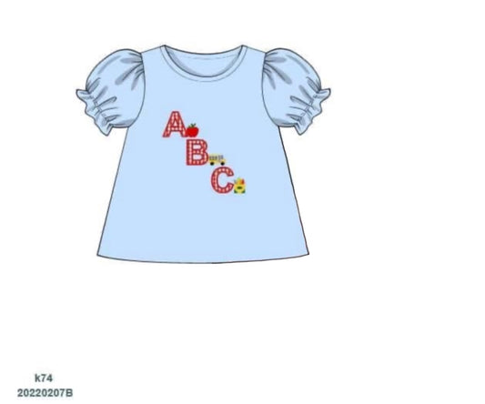 RTS: BTS Knit Shirt Only- Girls ABC Appliqué