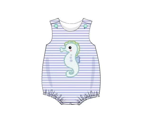 Pre Order 152: Seahorse- Boys Applique Bubble