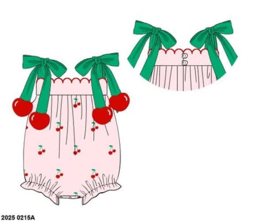 RTS: Burriss Cherries- Girls Knit Bubble