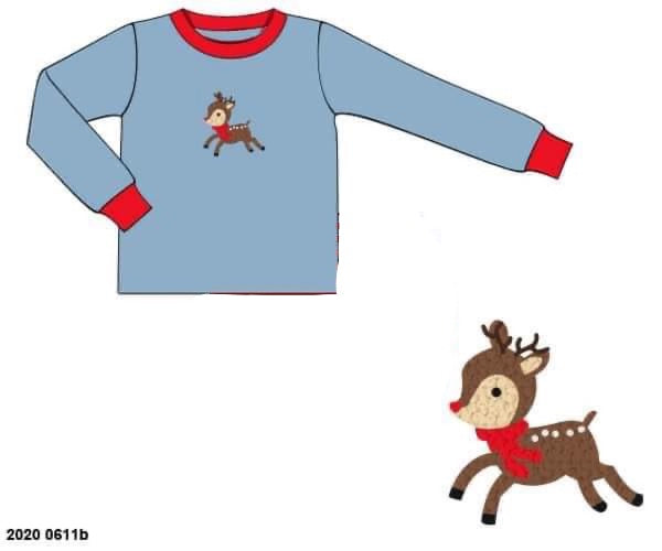 RTS: French Knot Reindeer- Boys Knit Shirt