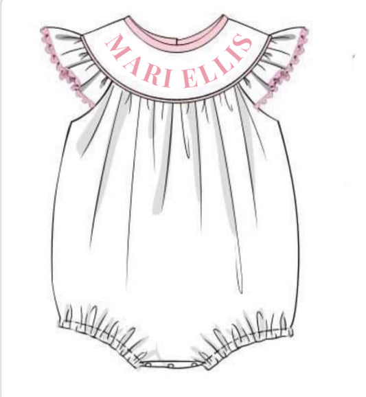 RTS: Sibling Name Smocks- Girls Knit Bubble "MARI ELLIS"