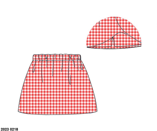 RTS: Girls Knit Skort- Red Gingham