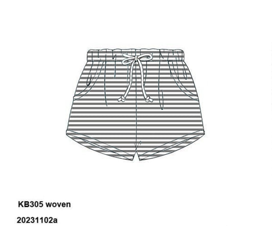 RTS: Unisex Knit Shorties- Gray Stripe
