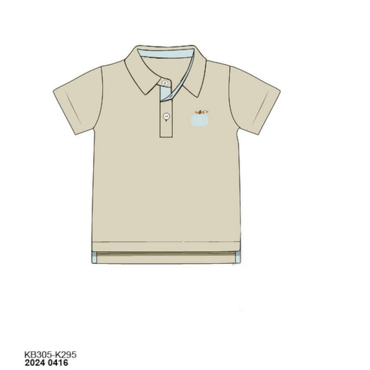 RTS: Pumpkin Hollow- Boys Embroidered Knit Polo