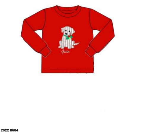 RTS: Christmas BBS Puppy- Boys Knit Shirt (No Monogram)