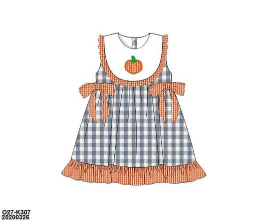RTS: Linen Pumpkins- Girls Woven Dress
