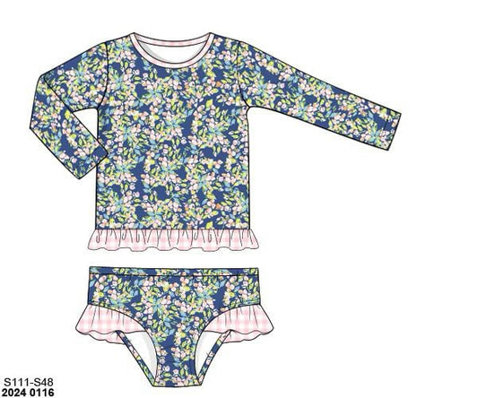 RTS: Enchanted Grove- Girls 2pc Long Sleeve Rash Guard Swim