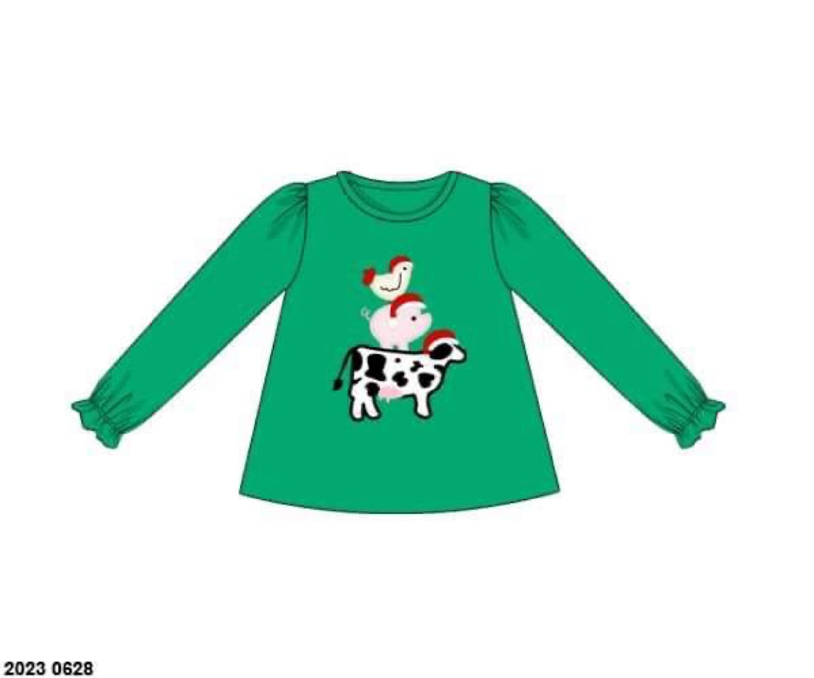 RTS: Shirt Only- Girls Trio Farm Animals
