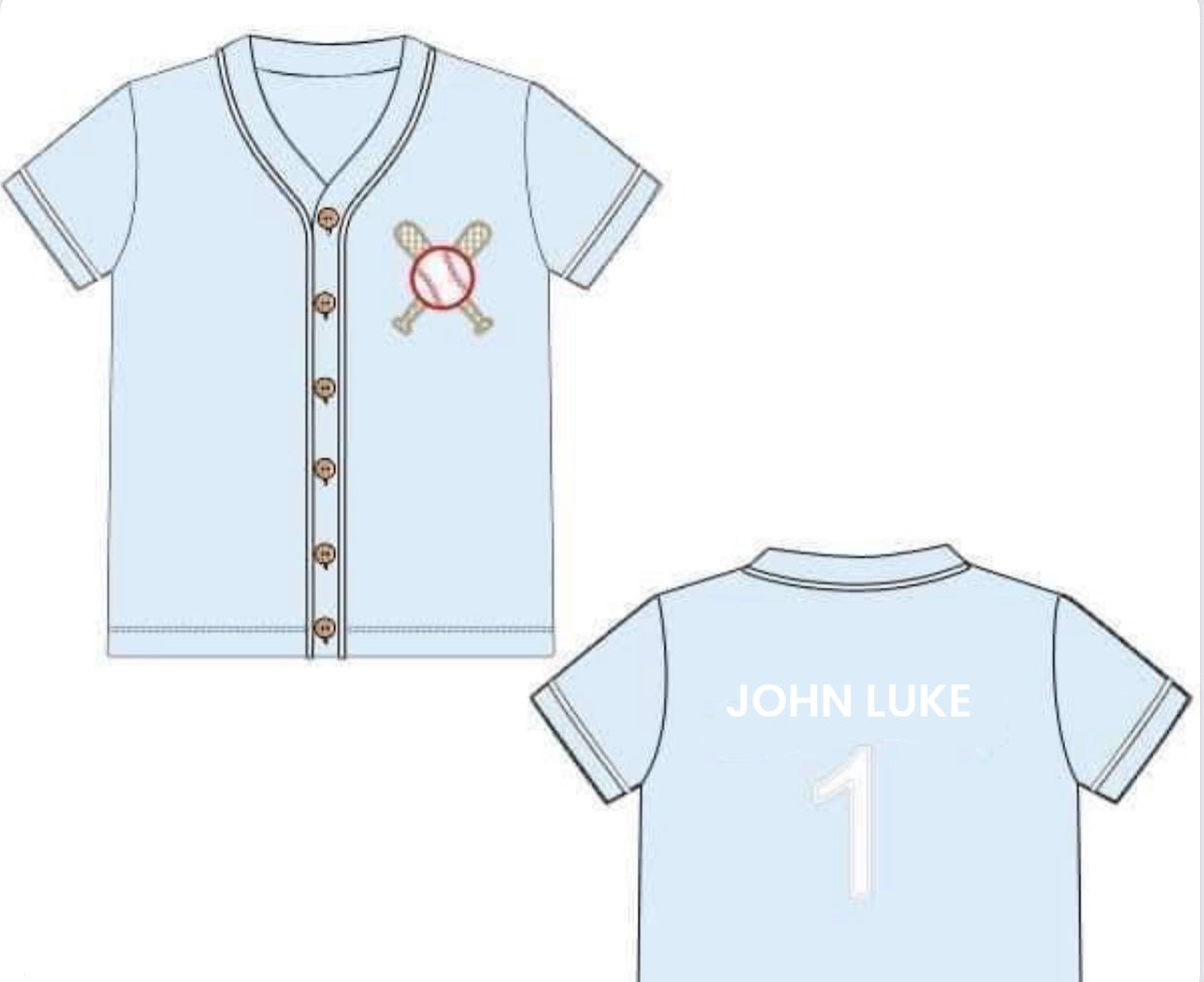 RTS: Baseball Jerseys- Adult/Mini Solid Asher Blue "JOHN LUKE"