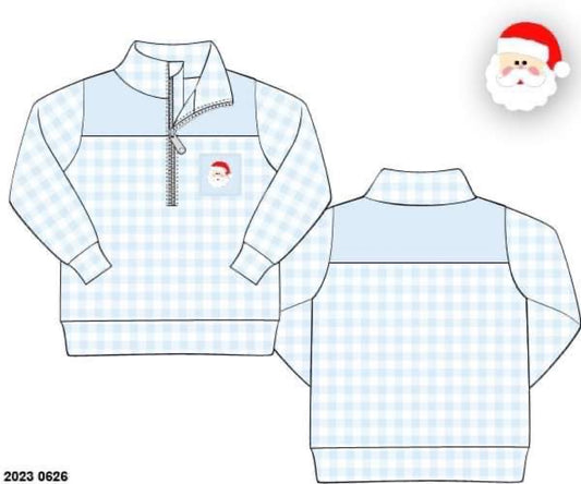 RTS: Blue Gingham Milk & Cookies- Boys Knit Pullover