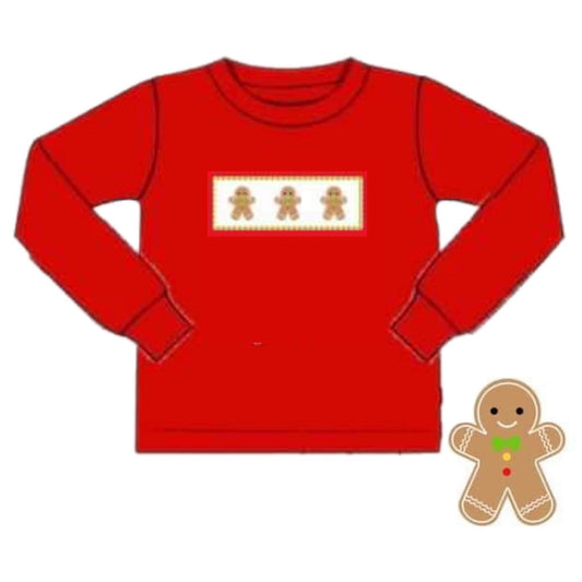 RTS: Smocked Gingerbread- Boys Knit Shirt
