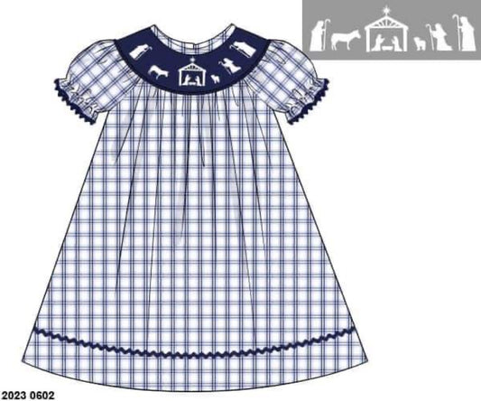RTS: Windowpane Nativity- Girls Woven Dress