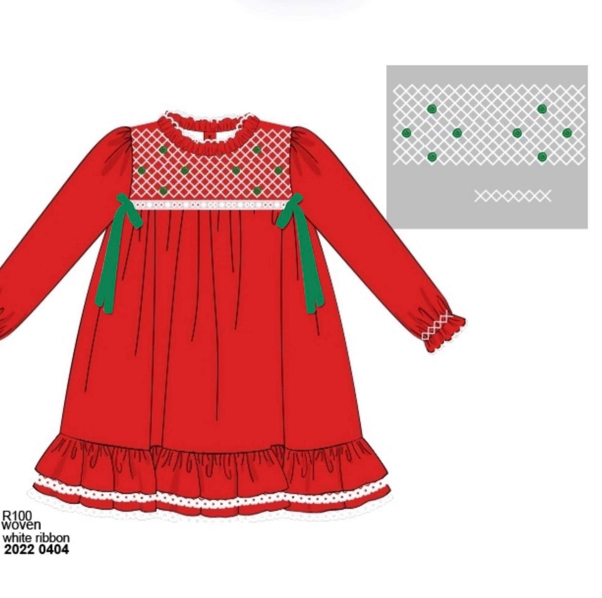 RTS: Burrage Christmas- Girls Red Smocked Woven Dress