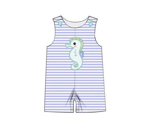 Pre Order 135: OG Seahorse- Boys Applique Shortall