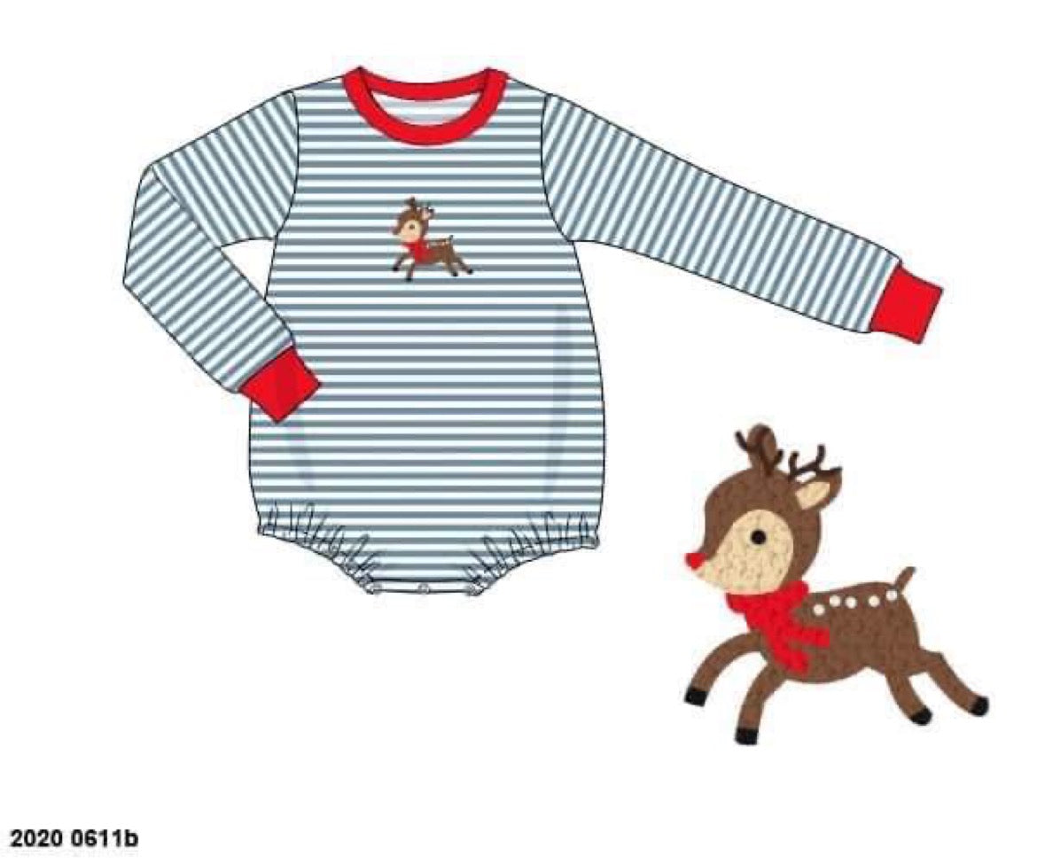 RTS: French Knot Reindeer- Boys Knit Bubble