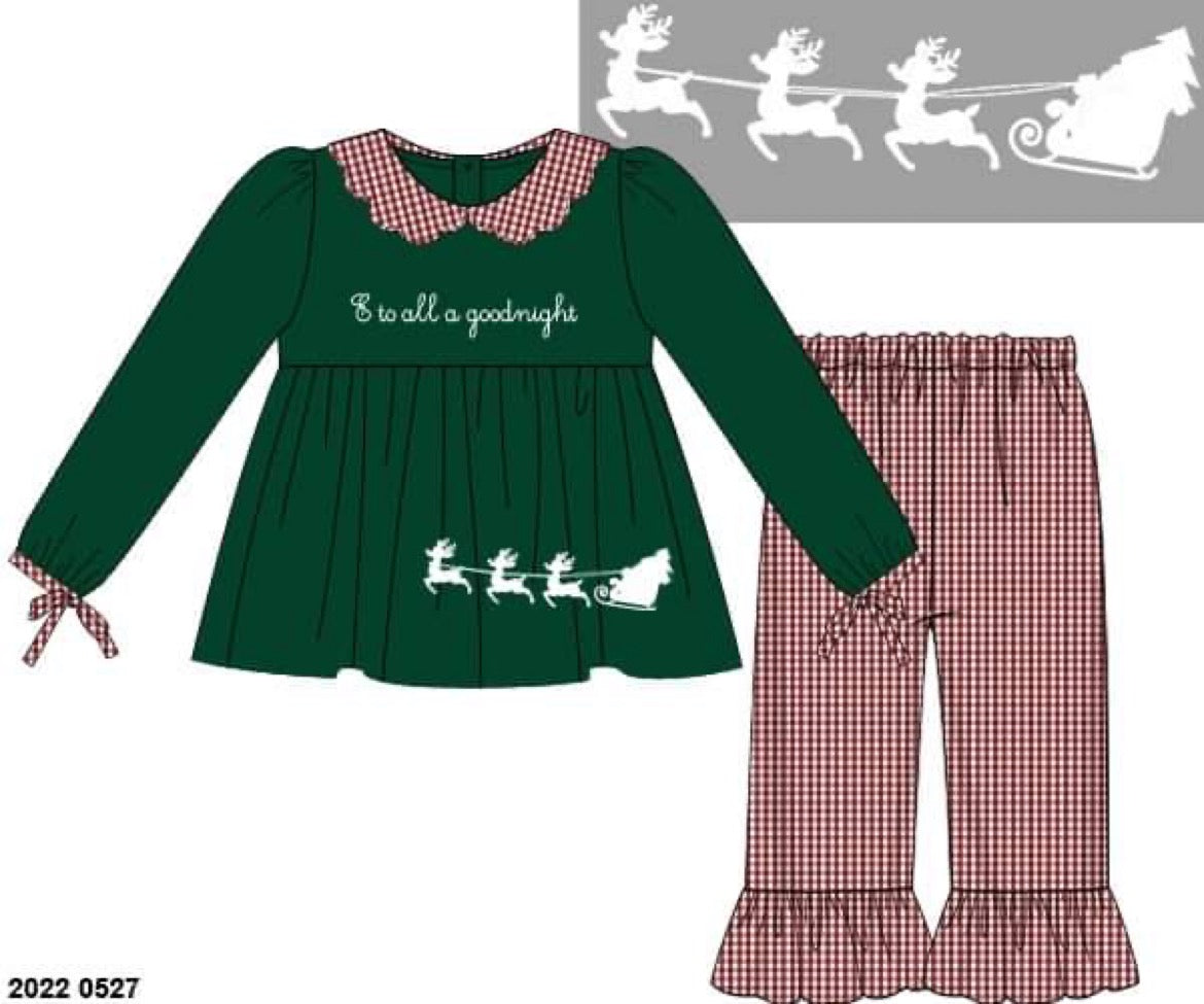 RTS: To All A Goodnight- Girls Woven Pant Set
