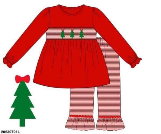 RTS: Stripe Trees- Girls Knit Pant Set