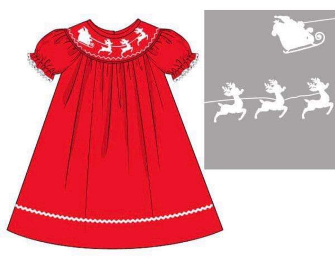 RTS: Smocked Sleigh- Girls Knit Dress