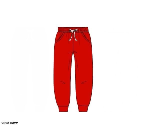 RTS: Christmas Bottoms- Boys Solid Red Knit Joggers