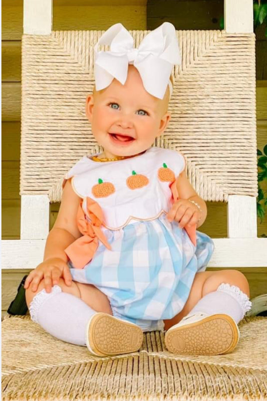 RTS: French Knot Pumpkins- Girls Woven Bubble