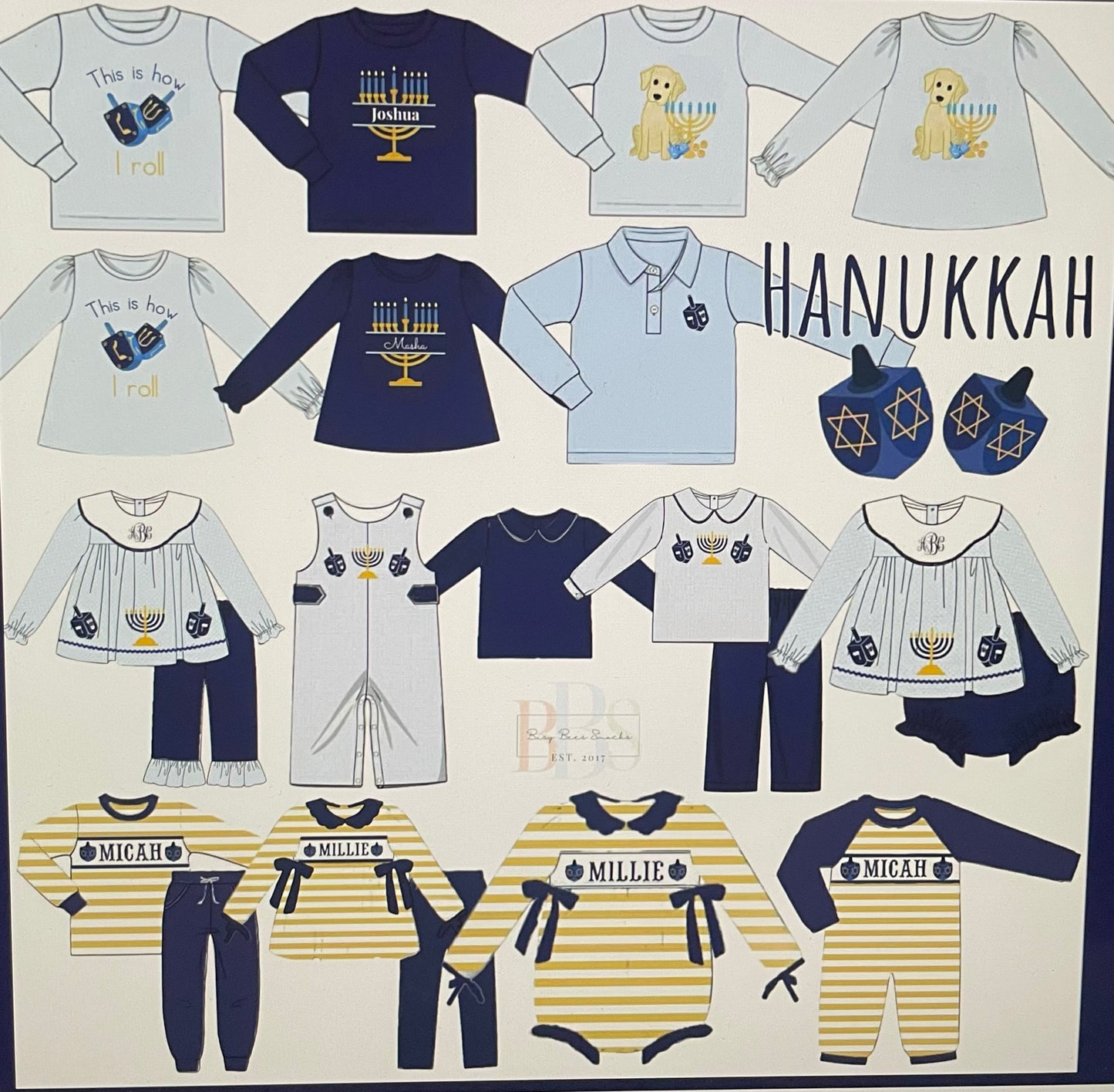 RTS: Hanukkah- Girls Menorah Appliqué Knit Shirt