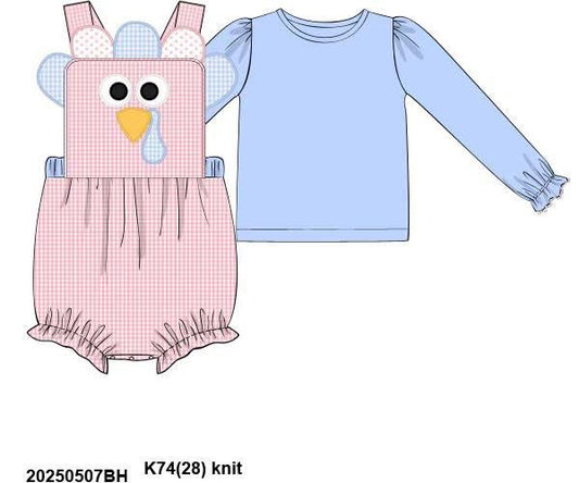 RTS: Turkey Face- Girls 2pc Woven Bubble