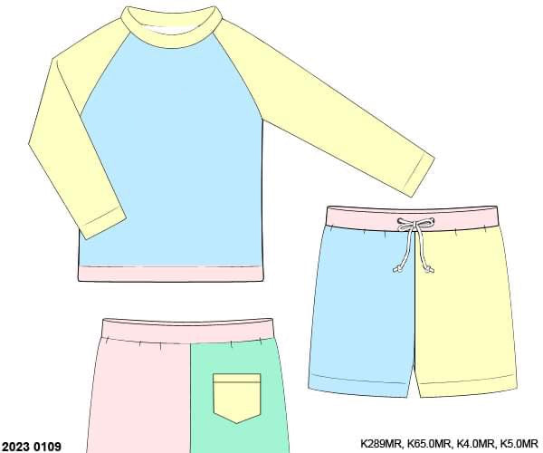 RTS: Sellers Color Block- Boys 2pc Rash Guard Swim Set (Without Monogram)
