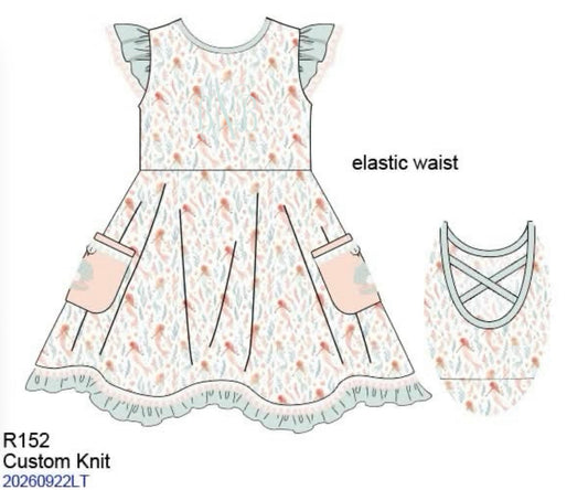 Pre Order 150: Mermaids & Rays- Girls Knit Twirl Dress