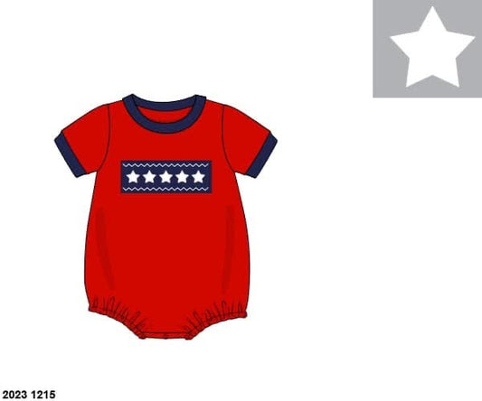 RTS: Navy Stars - Boys Smocked Bubble