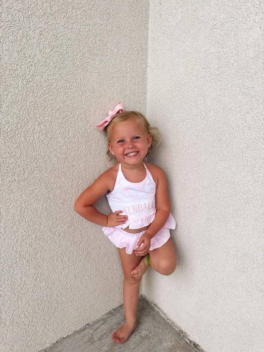 Pre Order 136: Ella Beau- Girls Name Smock Rash Guard 2pc Swim