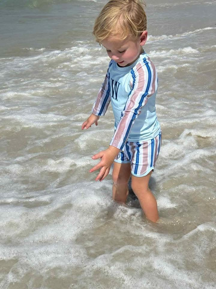 Pre Order 136: Driftwood- Boys Rashguard Brief Swim Set