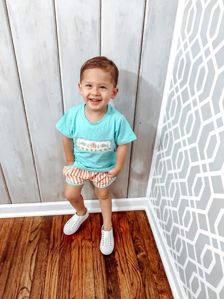 Pre Order 136: Sellers Octopus- Boys Smocked Shortie Set