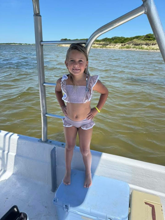 Pre Order 136: Driftwood- Girls Smocked Rashguard 2pc Swim