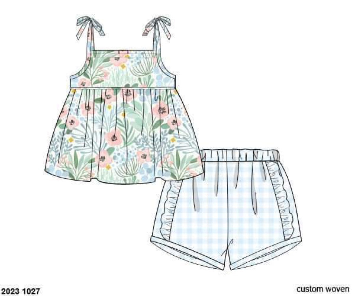 RTS: Palmetto Floral- Girls Knit Shortie Set