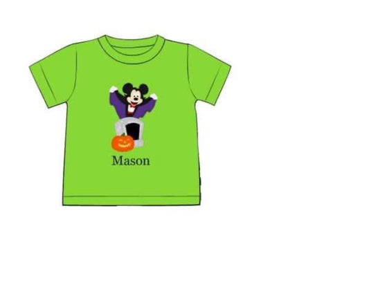 RTS: Halloween Shirt Only- Boys Lime Spooky Mouse (No Monogram)