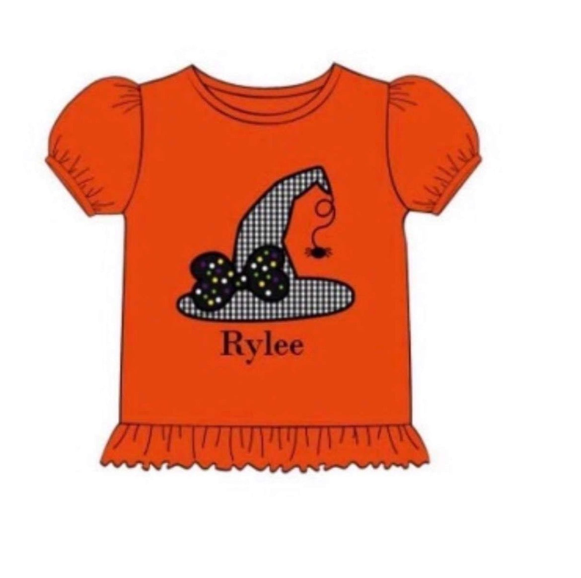 RTS: Halloween Shirt Only- Girls Witch Hat (No Monogram)