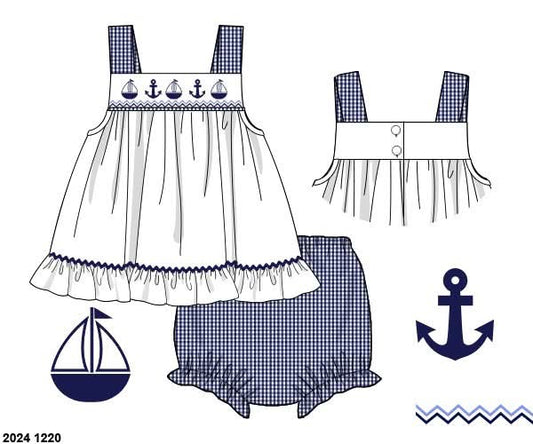 RTS: Anchors Away- Girls Woven Bloomer Set