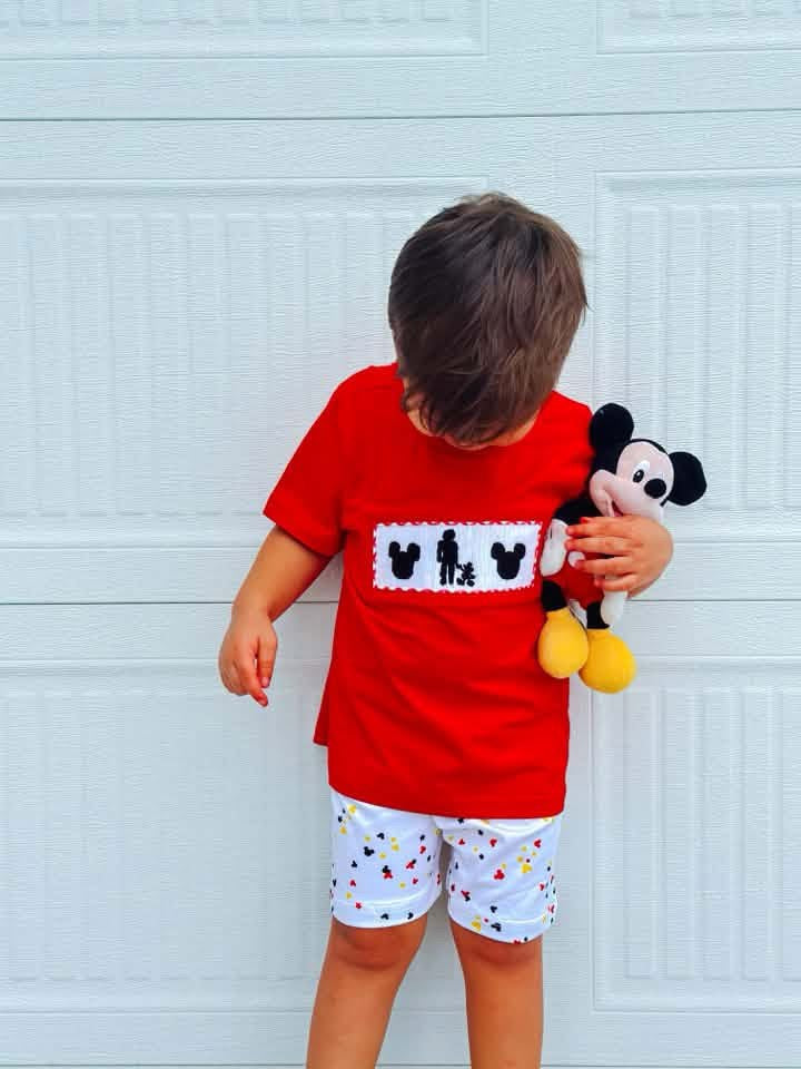 Pre Order 147: Confetti Mouse- Boys Smocked Short Set