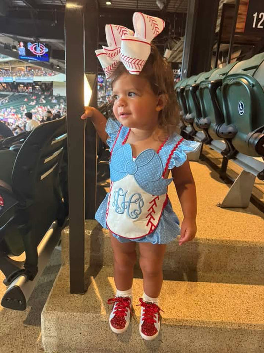 Pre Order 147: Baseball- Girls Woven Sunsuit