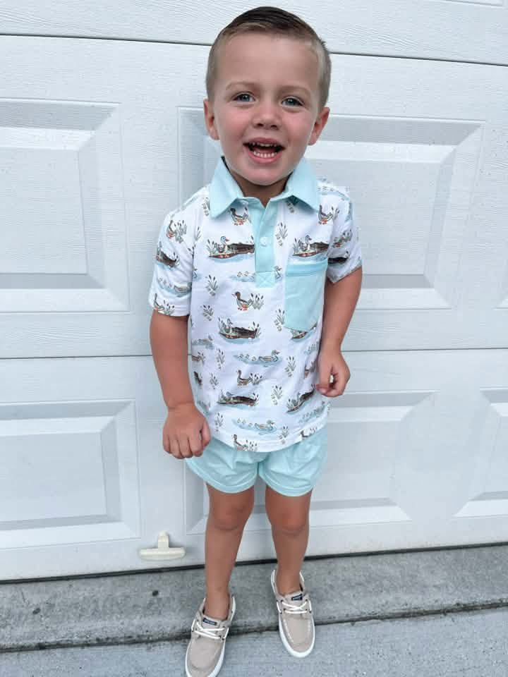 Pre Order 147: Rep Request- Boys SS Busy Bees Polo Set