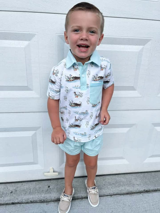 Pre Order 147: Rep Request- Boys SS Busy Bees Polo Set