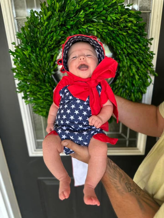 RTS: Navy Stars- Girls Woven Sunsuit