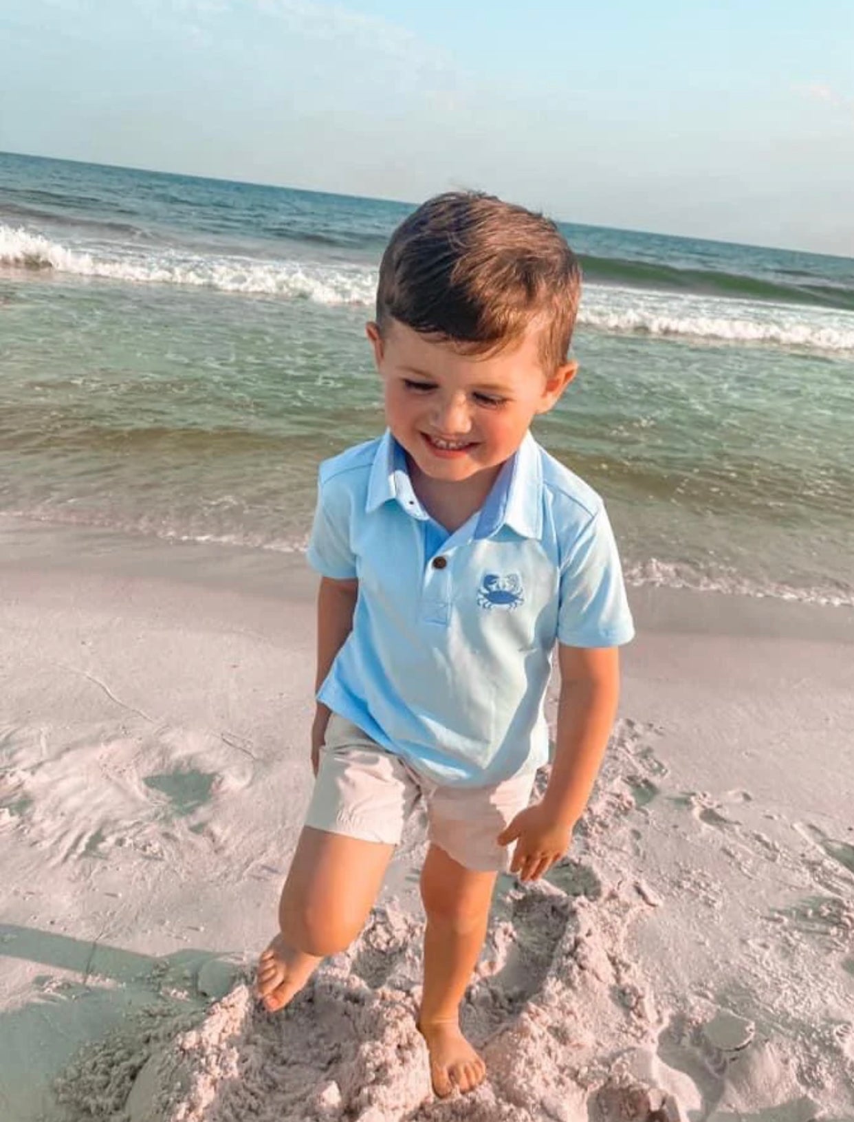 Pre Order 136: Blue Crab- Boys Knit Polo