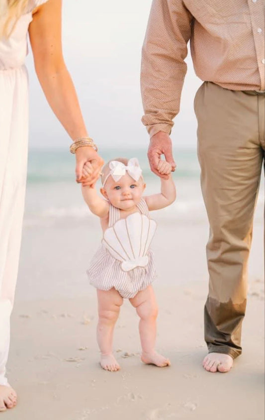 Pre Order 136: Seashells- Girls Woven Sunsuit