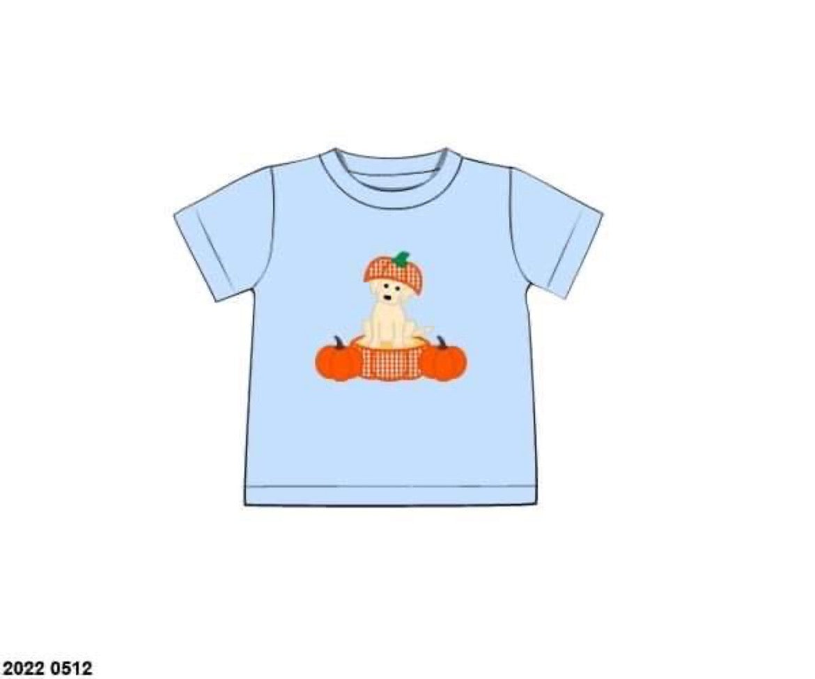RTS: Pumpkin Puppy- Boys Knit Shirt